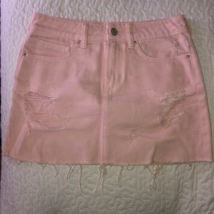Pink denim miniskirt